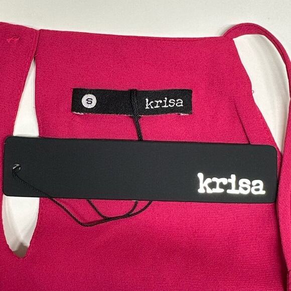 NWT | Krisa | V-Neck Layered Sleeveless Chiffon Mini Dress | Pink | Small - Picture 5 of 10